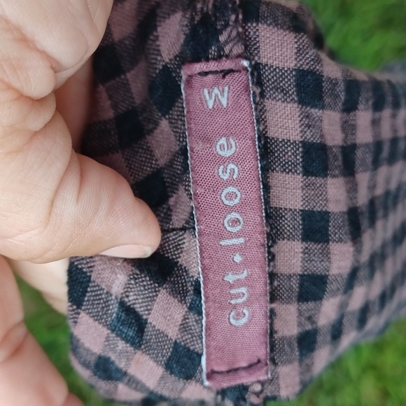 Cut Loose Linen Jacket, plaid, 3/4 sleeve, open - Picture 4 of 6